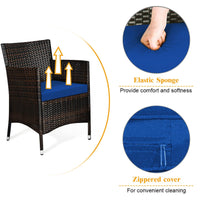 Tangkula 4-PCS or 8-PCS Patio Rattan Conversation Set, Outdoor Wicker Furniture Set with Tempered Glass Coffee Table &Thick Cushion