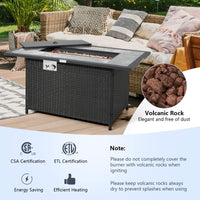 Tangkula 52 Inches Wicker Patio Propane Fire Pit Table, Patiojoy 50,000 BTU