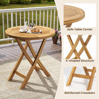 Tangkula 27.5 Inch Patio Bistro Table with Slatted Tabletop