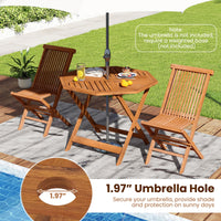 Table de salle à manger Tangkula en bois pour patio avec trou pour parasol de 5 cm