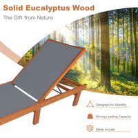 Tangkula Wood Lounge Chair Outdoor for Poolside Lawn Backyard