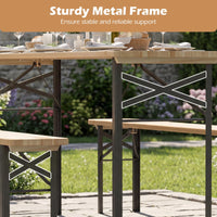 Tangkula 3 Piece Folding Picnic Table with 2 Benches
