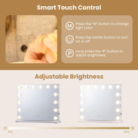 Tangkula Miroir de Maquillage 50,8 x 43,2 cm avec 14 Ampoules Modes d'Éclairage et Luminosité Réglables