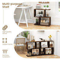 2 Tier Geometric Bookshelf, Freestanding Wood Display Shelf - Tangkula