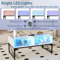 Tangkula LED Coffee Table with 4 Storage Cubes