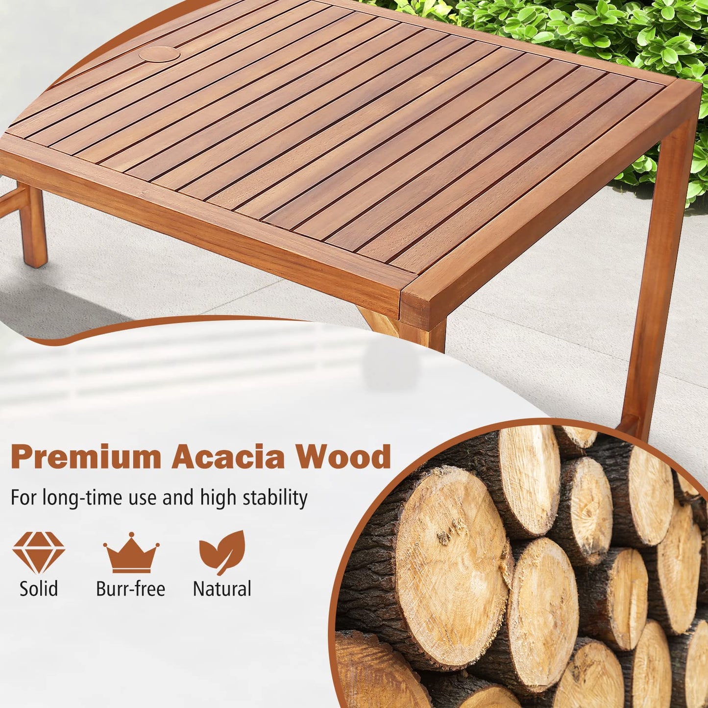Tangkula Outdoor Rectangle Dining Table for Backyard