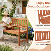 Tangkula 59" Wood Outdoor Bench with Pull