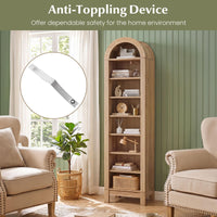 Tangkula 71" Tall Arched Bookcase for Living Room