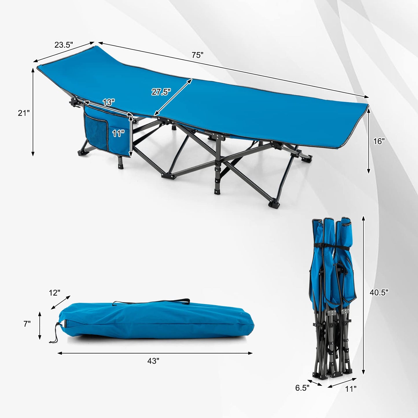 Tangkula Foldable Camping Cot, Portable Sleeping Cot with Carrying Bag