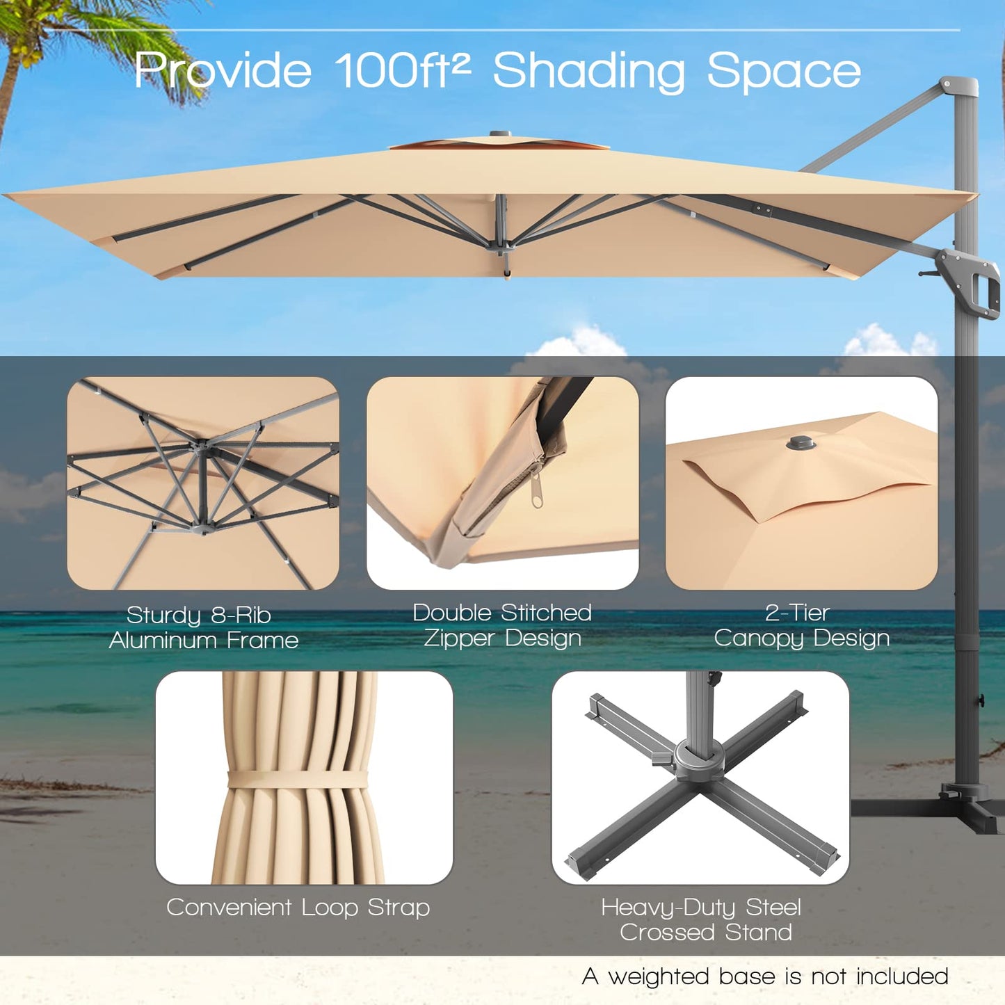 Tangkula 10FT Patio Cantilever Umbrella for Garden