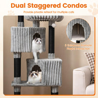 Tangkula 62 Inch Tall Carpet Cat Tree with Scratching Posts 2 Condos 2 Perch Beds