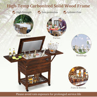 Tangkula Wooden Patio Cooler Table with Bottle Opener & 3 Handles