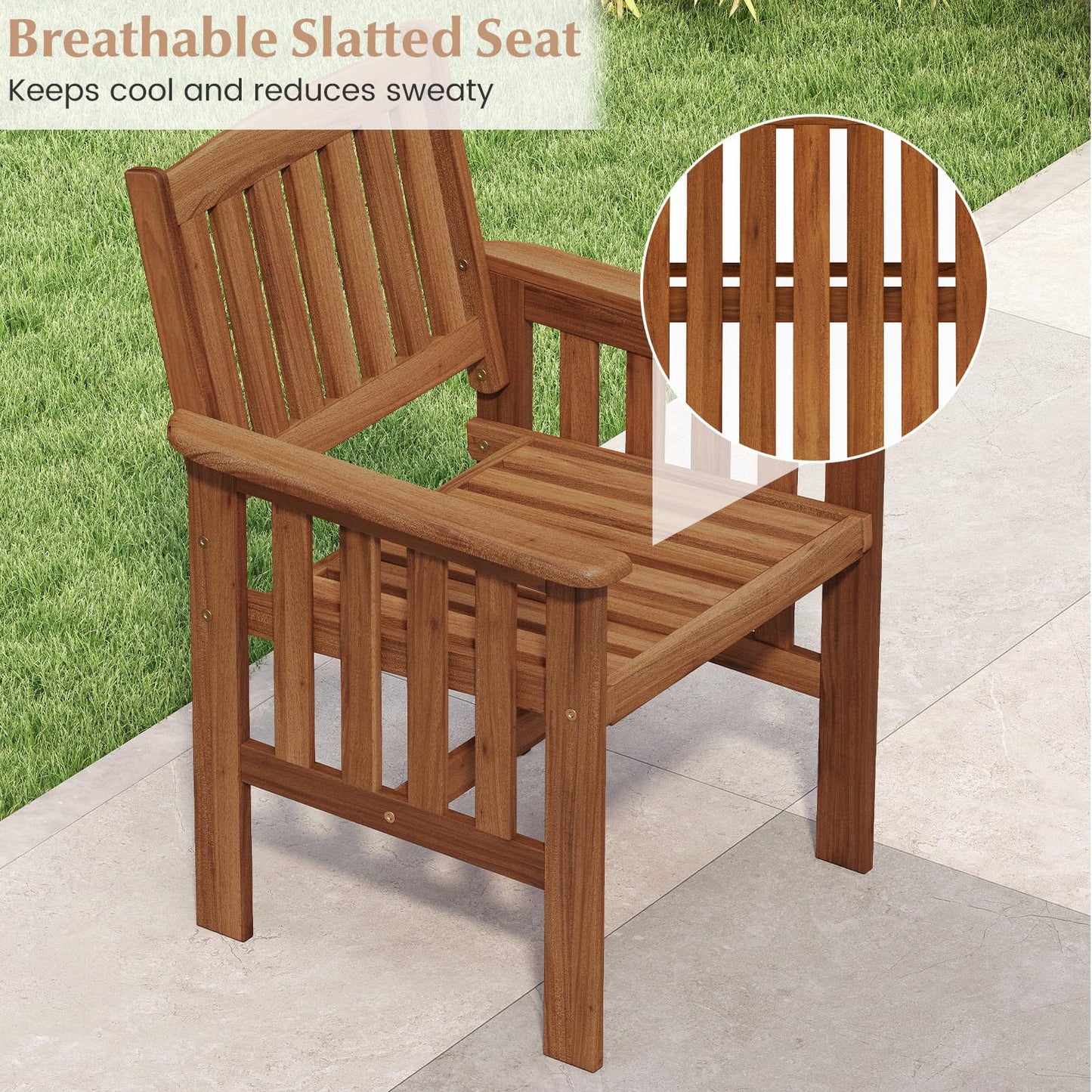 Tangkula Chaises de Salle à Manger en Bois pour Patio, Lot de 2/4
