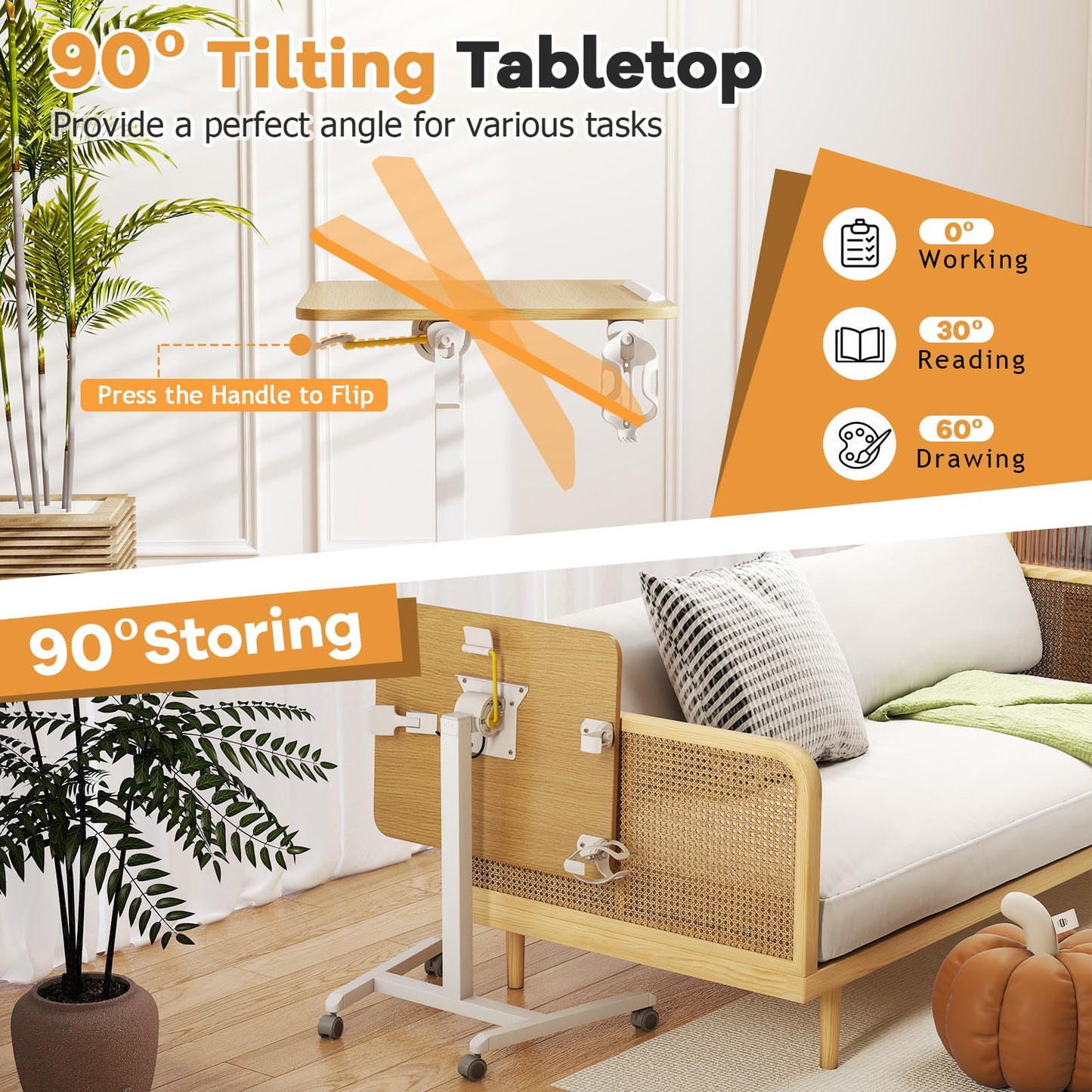 Tangkula Foldable Mobile Standing Desk Cart for Home Office