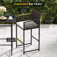 Tangkula 3 Piece Patio Bar Set for Backyard