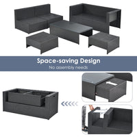 6 Pieces Patio Rattan Furniture Set, Patiojoy No Assembly Outdoor Conversation Set