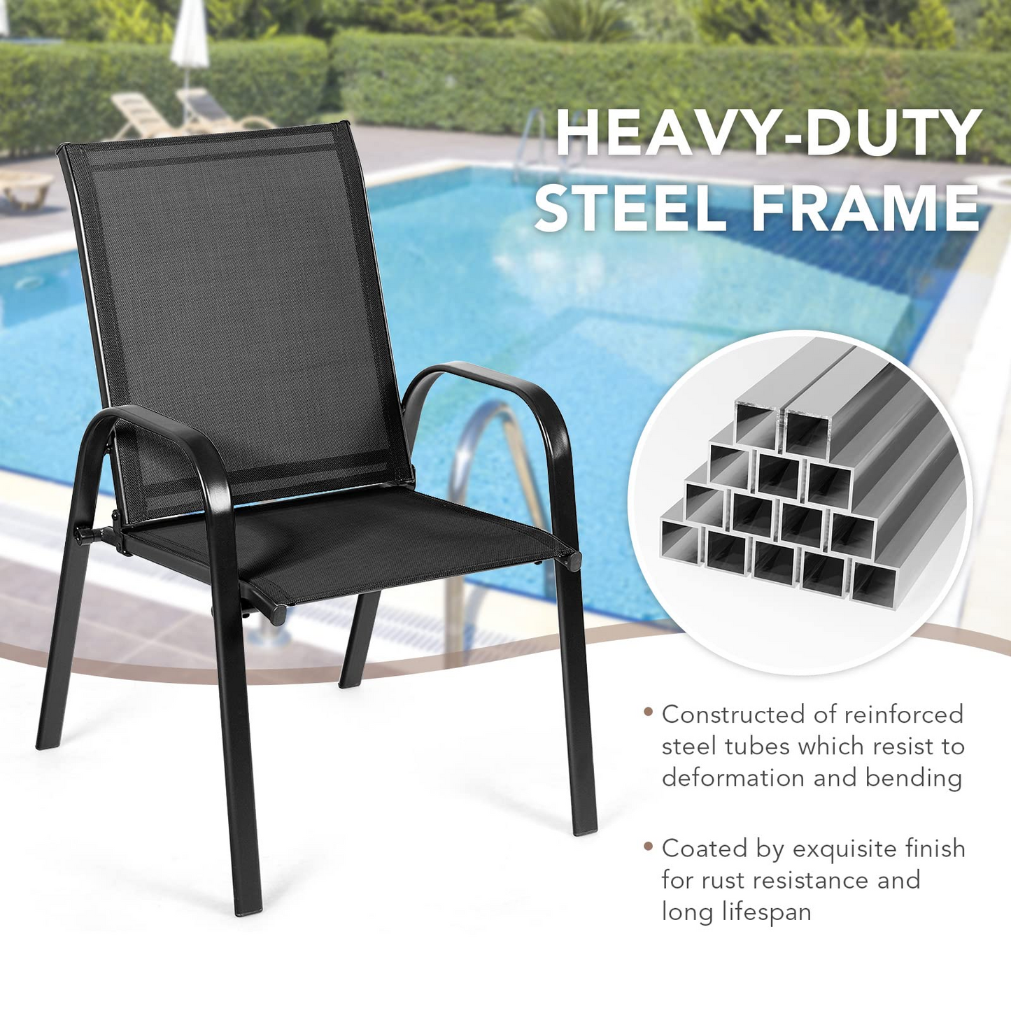 Tangkula Patio Dining Chairs, Outdoor Bistro Chairs