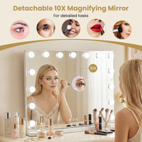 Miroir de maquillage éclairé Tangkula 18" x 23" avec grossissement 10x et 3 modes d'éclairage à intensité variable
