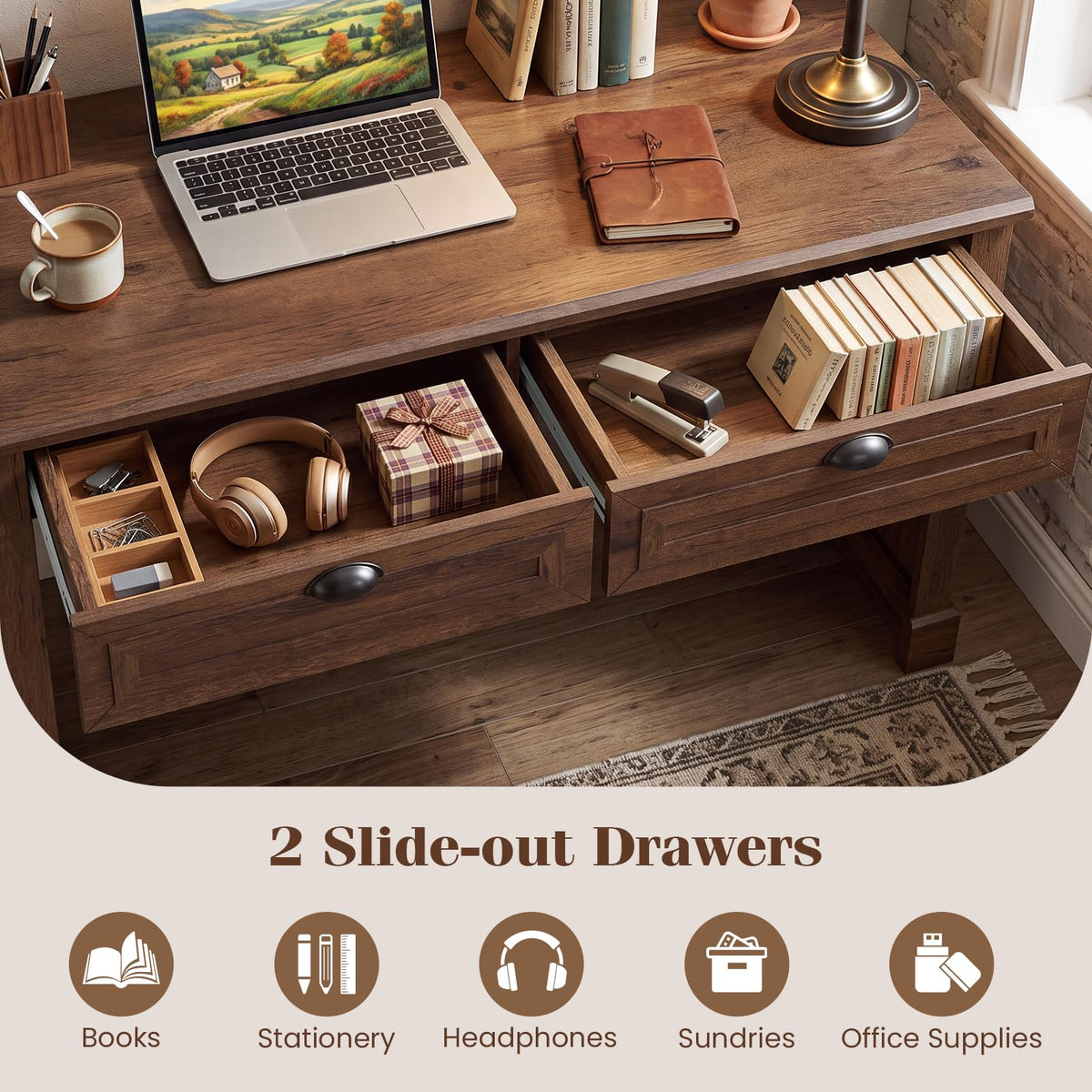 Tangkula 48” Computer Desk with 2 Drawers