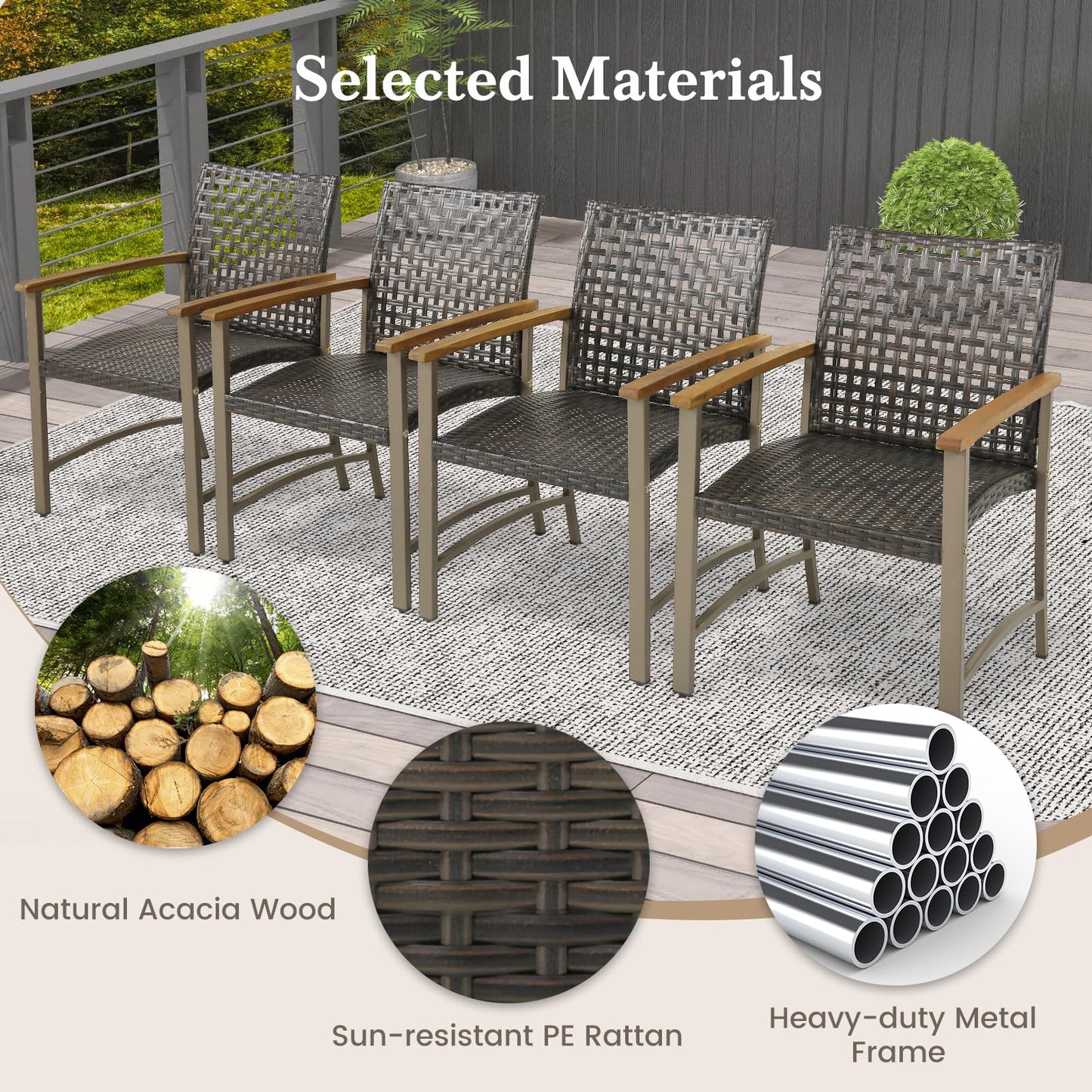 Tangkula 5 Pieces Patio Dining Set with 1.9” Umbrella Hole