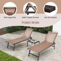 Tangkula 3 Piece Patio Chaise Lounge Set with Coffee Table