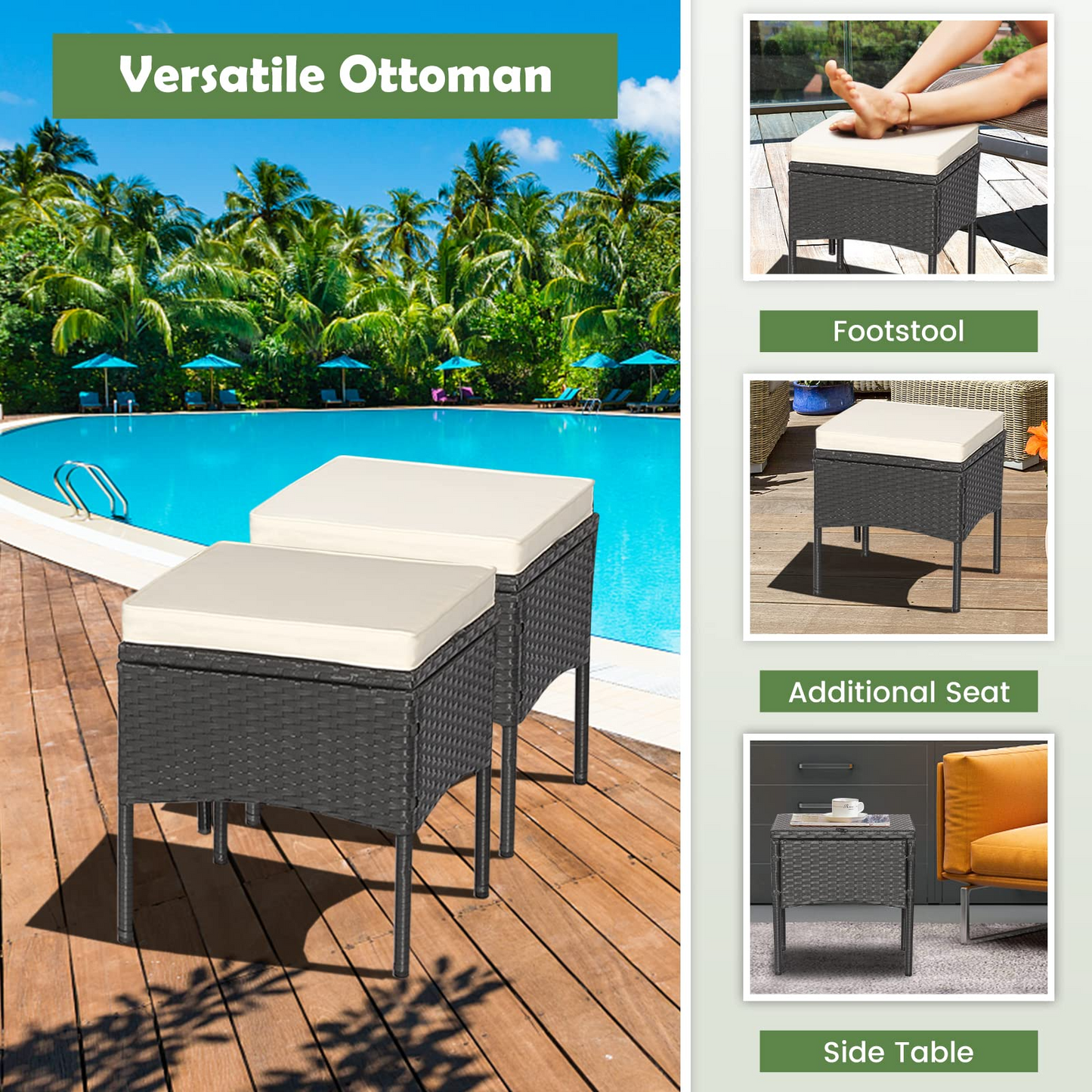Tangkula 5 Piece Outdoor Wicker Sofa Set