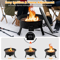 Tangkula Portable Propane Fire Pit with Carry Strap Lid & Folding Legs Tank Base Holder