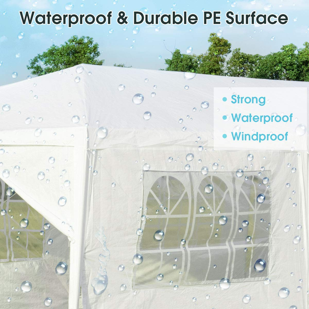 Tangkula 10' x 30' Outdoor Waterproof Gazebo Canopy w/ 6 Removable Sidewalls and 2 Doorways