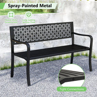 Tangkula Metal Outdoor Park Bench 50 Inches Patio Garden Bench
