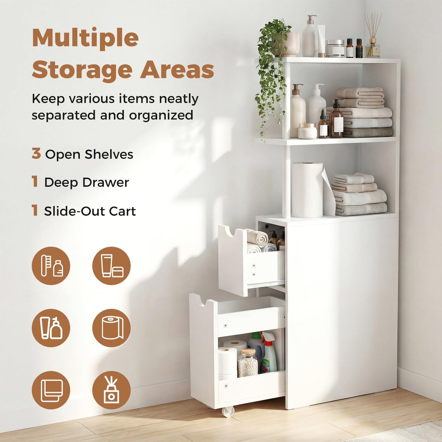 Tangkula Slim Bathroom Storage Cabinet
