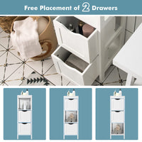 Side Floor Cabinet with 2 Switchable Drawers - Tangkula