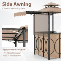 Tangkula 3 Piece Patio Bar Set with Awning for Patio Poolside Garden Backyard