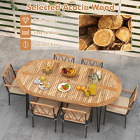 Ensemble de salle à manger Tangkula 9 pièces avec plateau en bois d'acacia et trou pour parasol