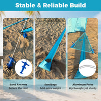Tangkula 8 Person Wind Powered Beach Tent | 100 Sq.ft UPF50+ Lightweight Beach Sun Shelter
