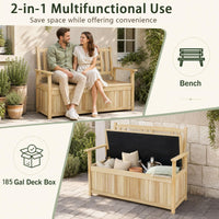 Tangkula Outdoor Wood Storage Bench for Garden