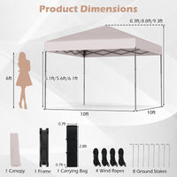 Tangkula 10x10 FT Pop Up Canopy for Beach Party Event Camping