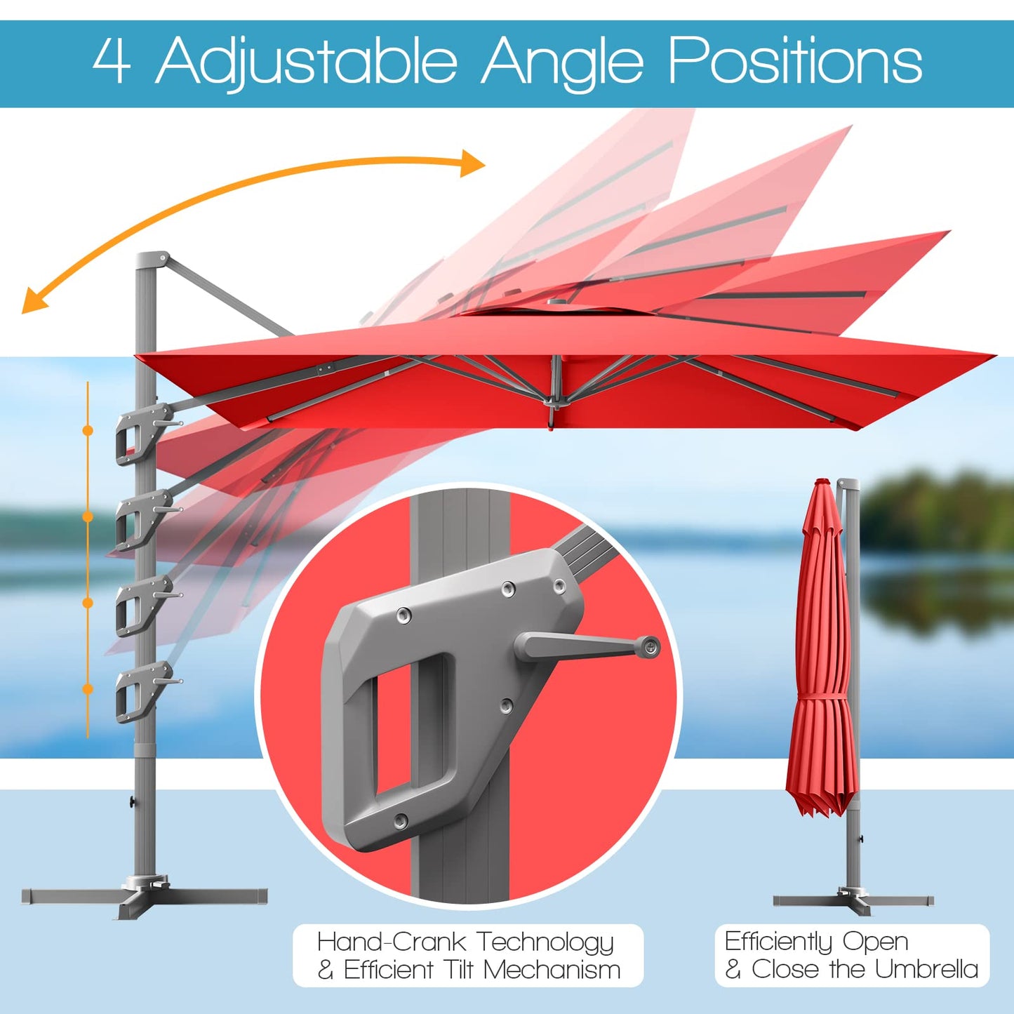 Tangkula 10FT Patio Cantilever Umbrella for Garden Backyard