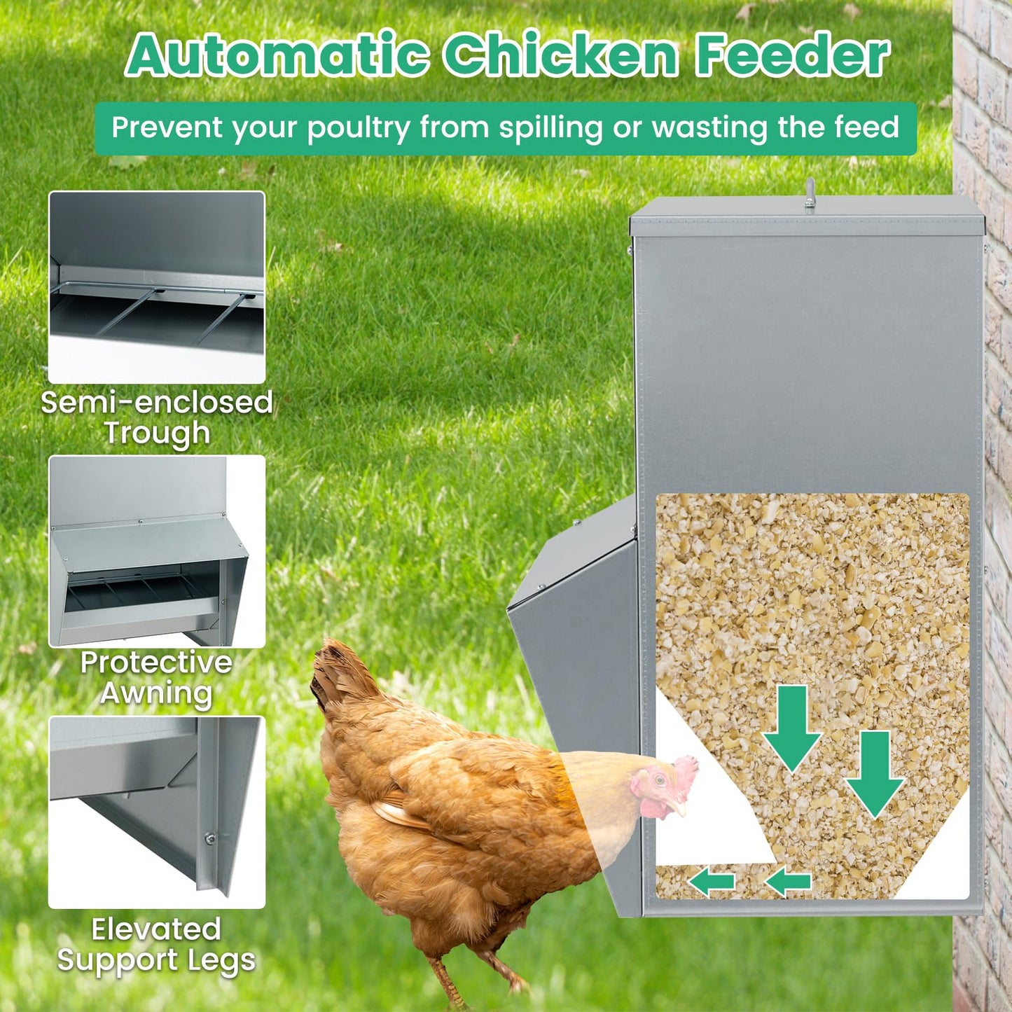 Tangkula Galvanized Chicken Feeder