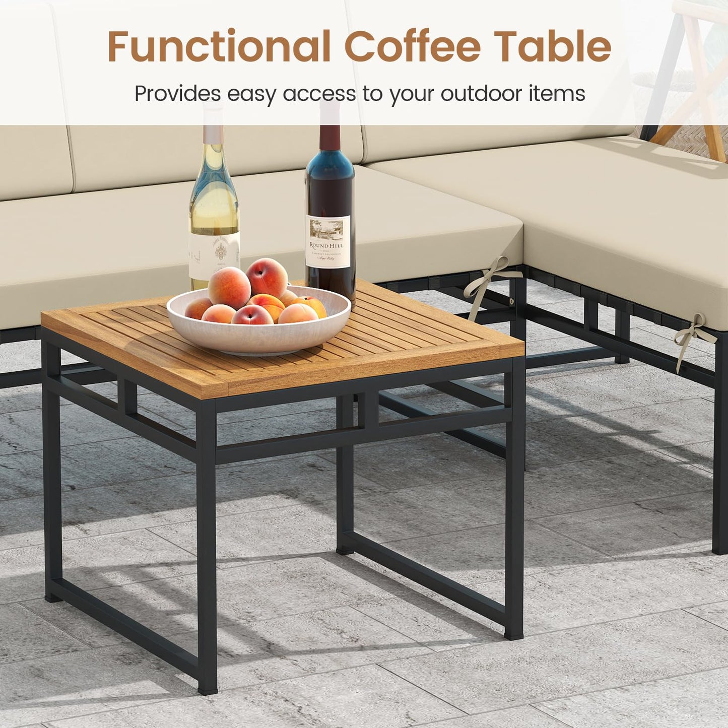Tangkula 3 Pieces L-Shaped Outdoor Furniture Set