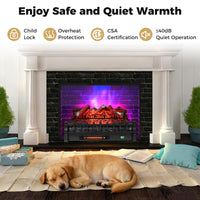 Tangkula 26 Inch Electric Fireplace Insert Log with Adjustable Flame & Brightness