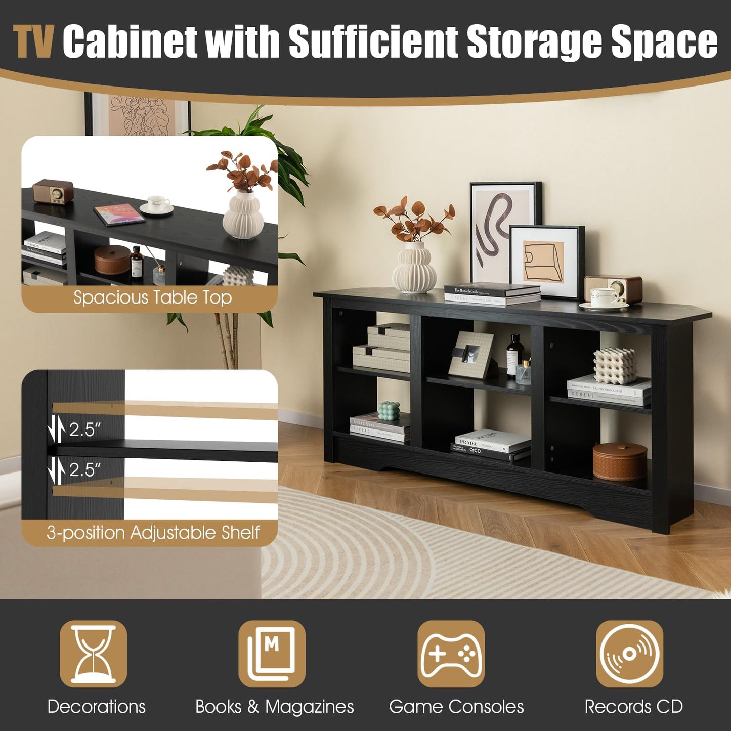 Tangkula Farmhouse TV Stand for TVs up to 65 Inch