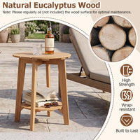 Tangkula Outdoor 2-Tier Eucalyptus Wood Side Table(1/2)