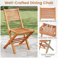 Tangkula Teak Wood Folding Patio Chairs Set of 2/4 ( Slatted Back )