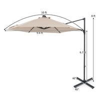 Tangkula 10ft Patio Umbrella with Solar Lights(9.6 x 9.6 x 8 ft)
