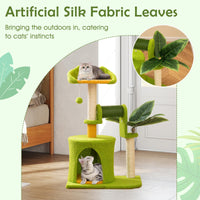 Arbre à chat Tangkula Palm de petite taille avec perchoir supérieur, condo et feuilles vertes pour chats d'intérieur