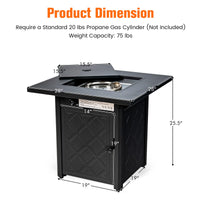 Tangkula 28 Inches Outdoor Propane Fire Pit Table, Patiojoy 50,000 BTU Patio Gas Fire Pit Table