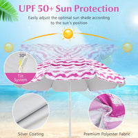 Tangkula 4 Pieces Beach Chair Set with Umbrella & Blanket