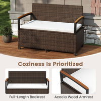 Tangkula 46 Gallon Outdoor Bench with Storage for Porch Backyard Poolside