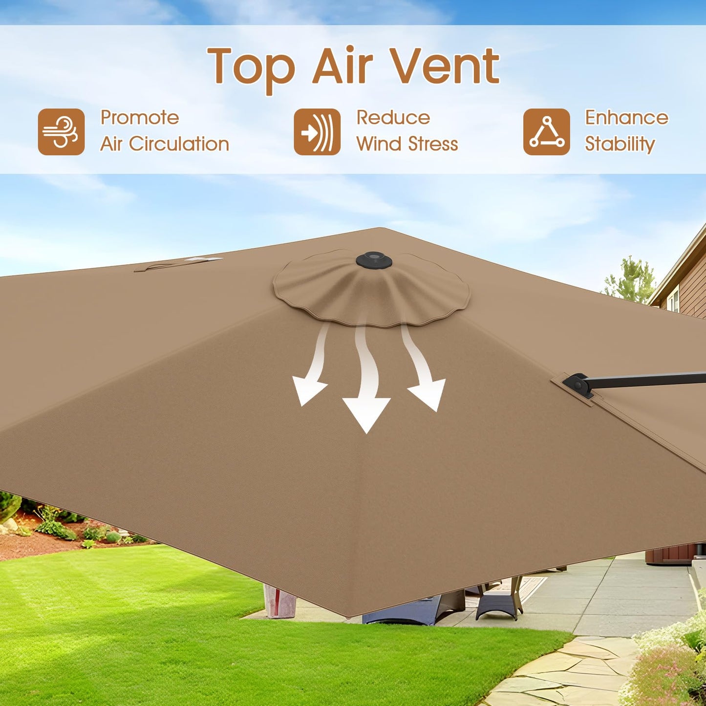 Tangkula 9 FT Cantilever Patio Umbrella for Pool Backyard Garden Deck