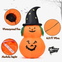 Tangkula 5 Ft Halloween Inflatable Pumpkin with Witch Hat
